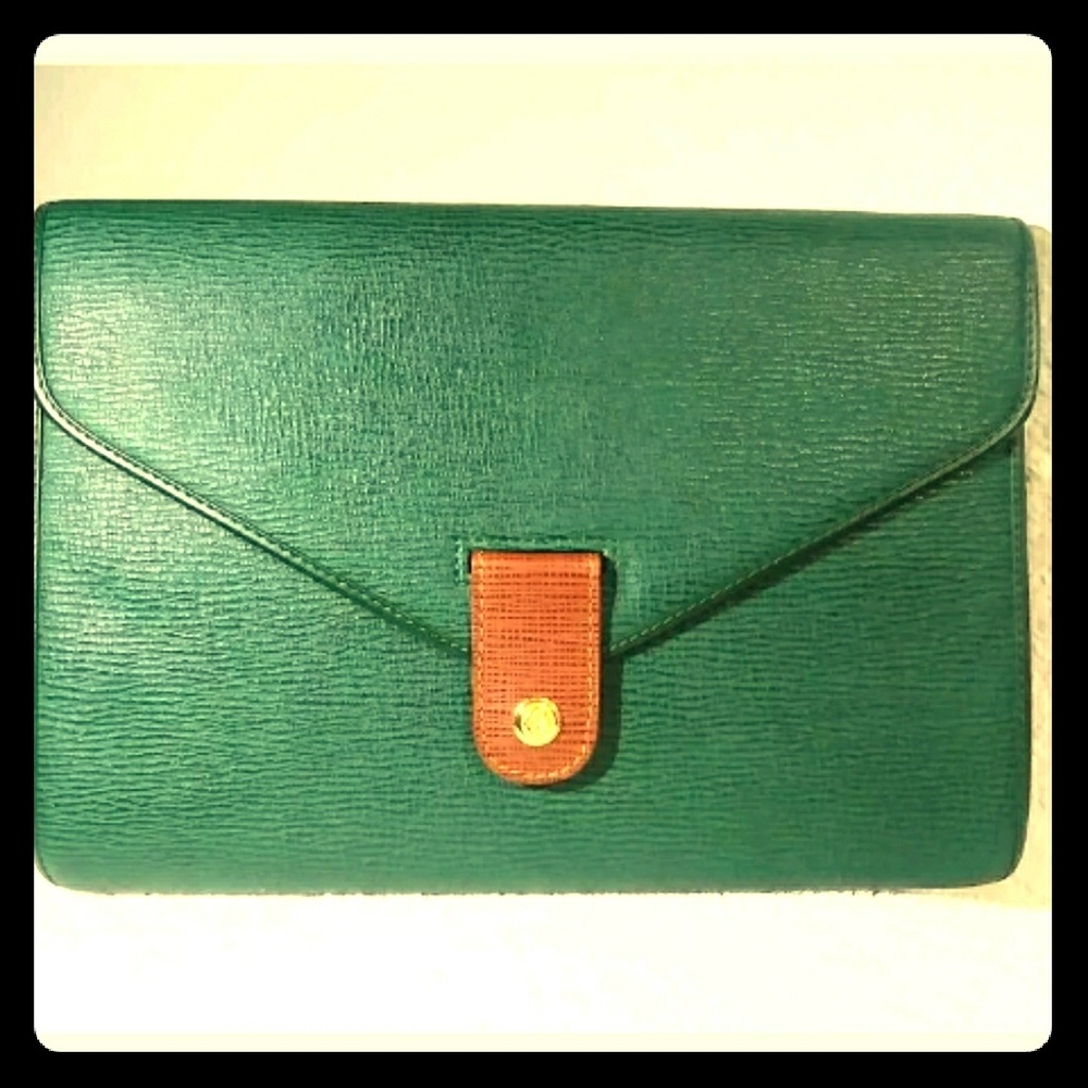Genuine PHILIPPE CHARRIOL Green Leather Clutch Bag